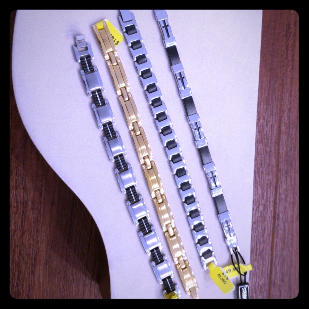 Men's 4 Stainless Steel Assorted Bracelets.